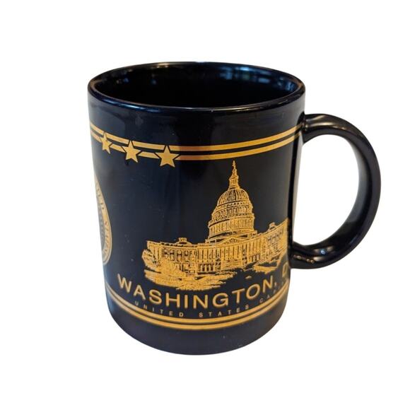 Washington DC Mug Cup US Government Seal Capitol Building Navy Blue Gold Images - Picture 3 of 5